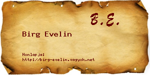 Birg Evelin névjegykártya